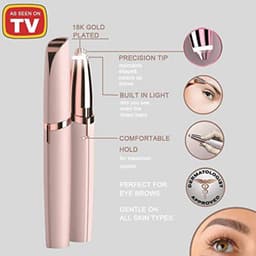 image-Electric Facial Hair Remover Eyebrow Trimmer Shaver Rose Gold