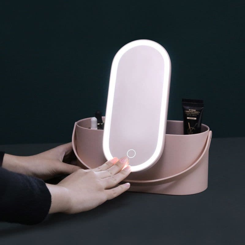 image-MUID Portable Makeup Box with Mirror and Storage Organizer