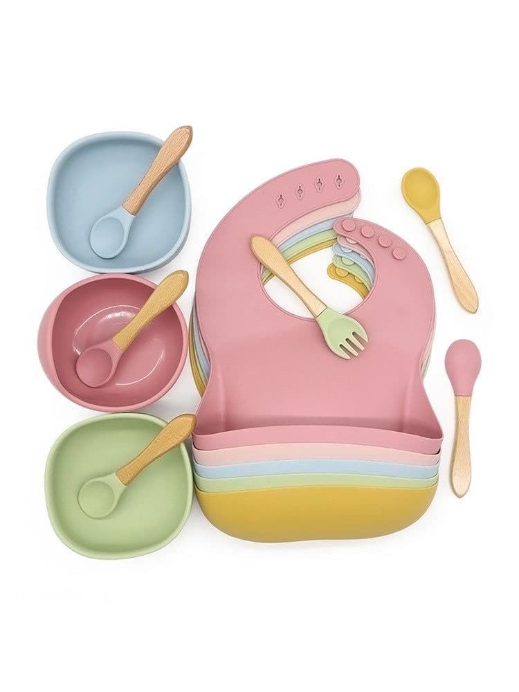 image-Melikeycolour Silicone Suction Bowl Set for Baby Feeding