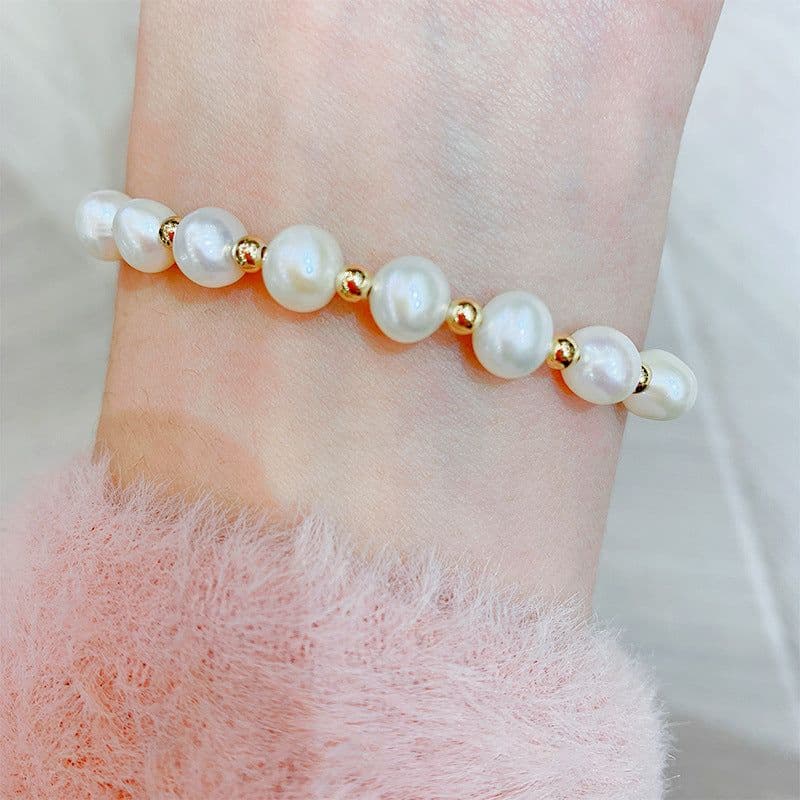 image-Freshwater Pearl Bracelet Women's Titanium Steel Chain Jewelry