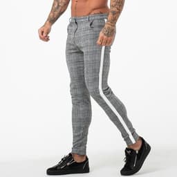 image-Men's Plaid Joggers Slim Fit Polyester Casual Pants