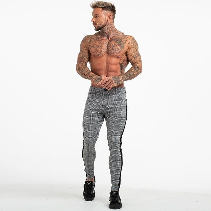 image-Men's Plaid Joggers Slim Fit Polyester Casual Pants