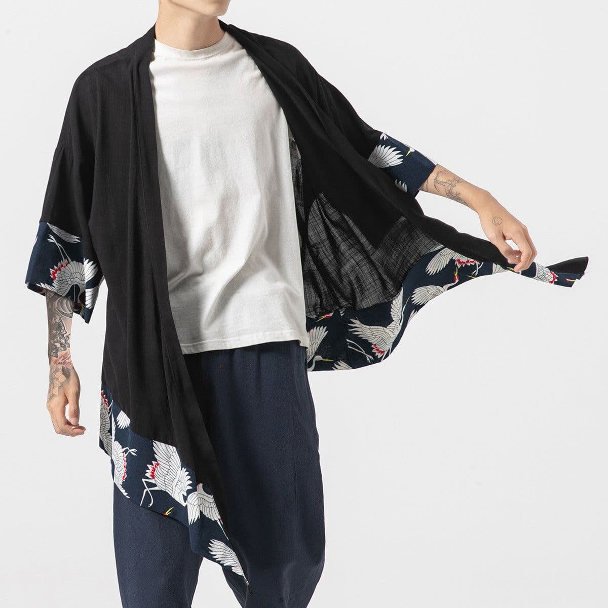 image-Men's Chinese Style Hanfu Tang Suit Kimono Robe Cloak