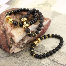 image-Volcanic Stone Hand Beaded Bracelet Unisex Jewelry