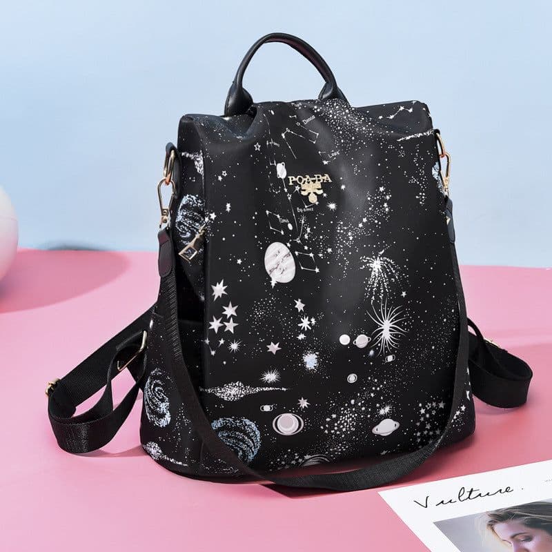 image-Women's Oxford Cloth Backpack Large Capacity School Travel Bag
