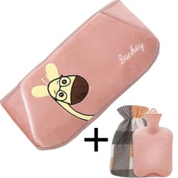 image-Hot Water Bottle with Plush Cover for Hands Waist and Belly