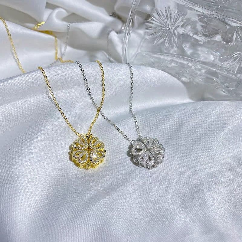 image-Minsheng Four-Leaf Clover Heart Necklace Gold Clavicle Chain