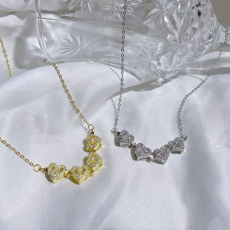 image-Minsheng Four-Leaf Clover Heart Necklace Gold Clavicle Chain