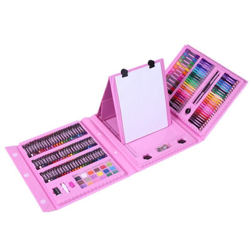 image-208 Piece Art Set with Easel Watercolor Pens Crayons Oil Pastels