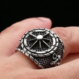 image-Steel Warrior Men's Anchor Ring Stainless Steel Vintage