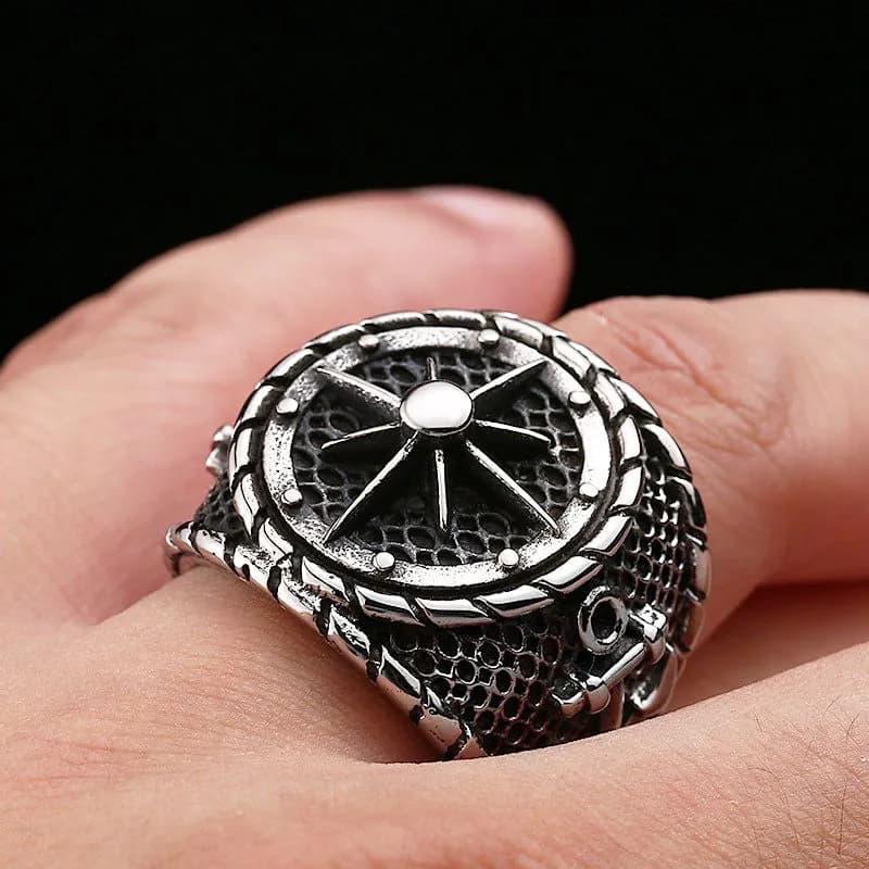 image-Steel Warrior Men's Anchor Ring Stainless Steel Vintage