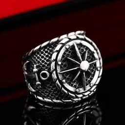 image-Steel Warrior Men's Anchor Ring Stainless Steel Vintage