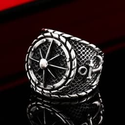 image-Steel Warrior Men's Anchor Ring Stainless Steel Vintage