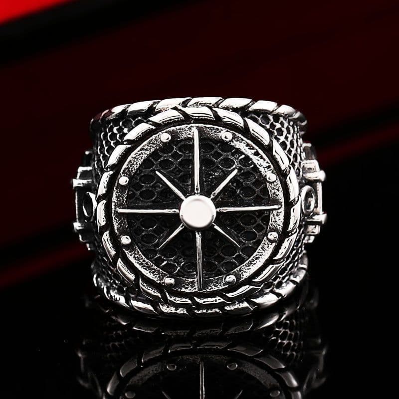 image-Steel Warrior Men's Anchor Ring Stainless Steel Vintage