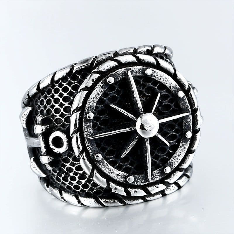 image-Steel Warrior Men's Anchor Ring Stainless Steel Vintage