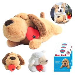 image-Pet Anxiety Plush Toy Dog Companion with Heartbeat & Heating Pack