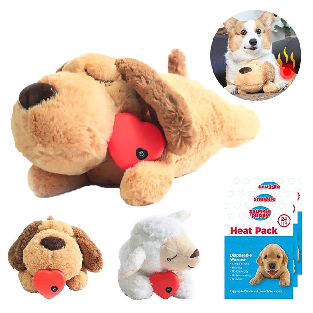 image-Pet Anxiety Plush Toy Dog Companion with Heartbeat & Heating Pack