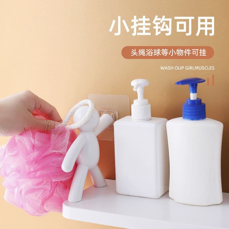 image-Japanese-Style Wall-Mounted Hook Rack Kitchen Bathroom Storage