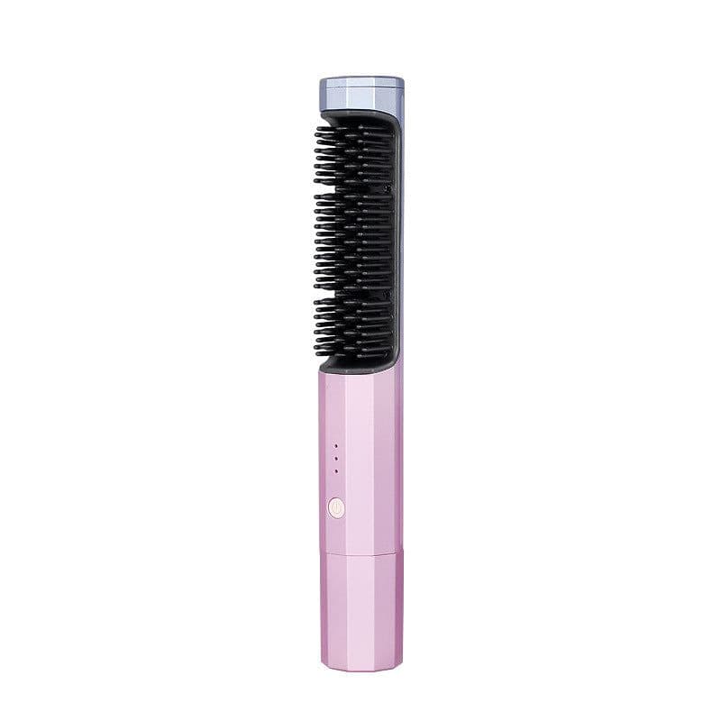 image-Wireless USB Rechargeable Hair Straightener Comb 2-in-1 Curl