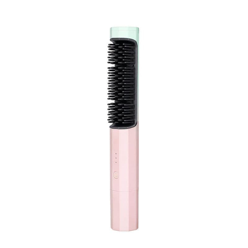 image-Wireless USB Rechargeable Hair Straightener Comb 2-in-1 Curl