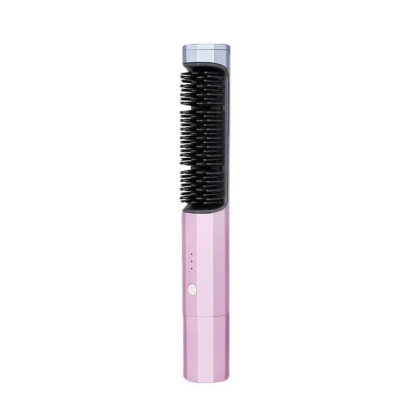 image-Wireless USB Rechargeable Hair Straightener Comb 2-in-1 Curl