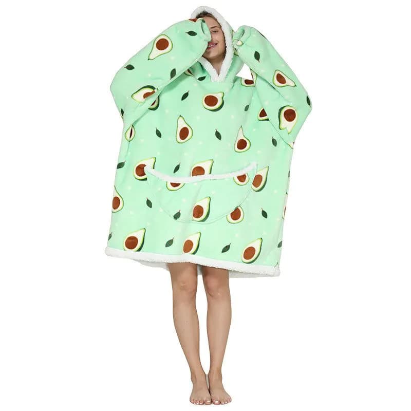 image-Men's Women's Tie-Dye Flannel Nightgown Pullover Blanket