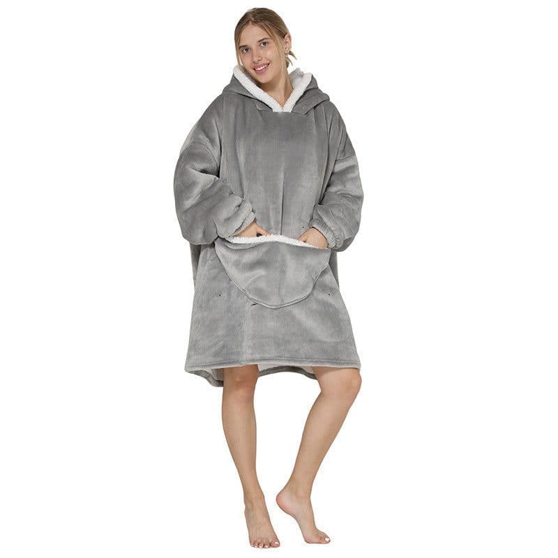 image-Men's Women's Tie-Dye Flannel Nightgown Pullover Blanket