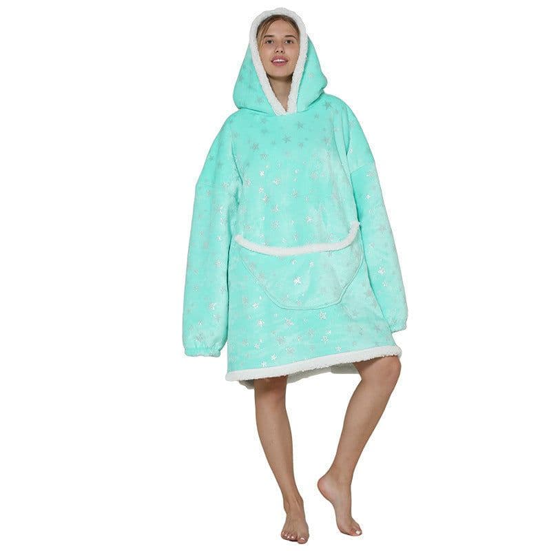 image-Men's Women's Tie-Dye Flannel Nightgown Pullover Blanket