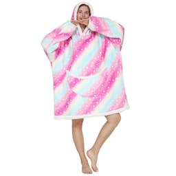 image-Men's Women's Tie-Dye Flannel Nightgown Pullover Blanket