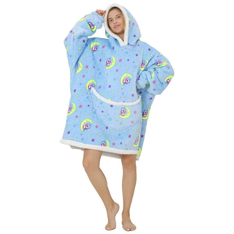 image-Men's Women's Tie-Dye Flannel Nightgown Pullover Blanket