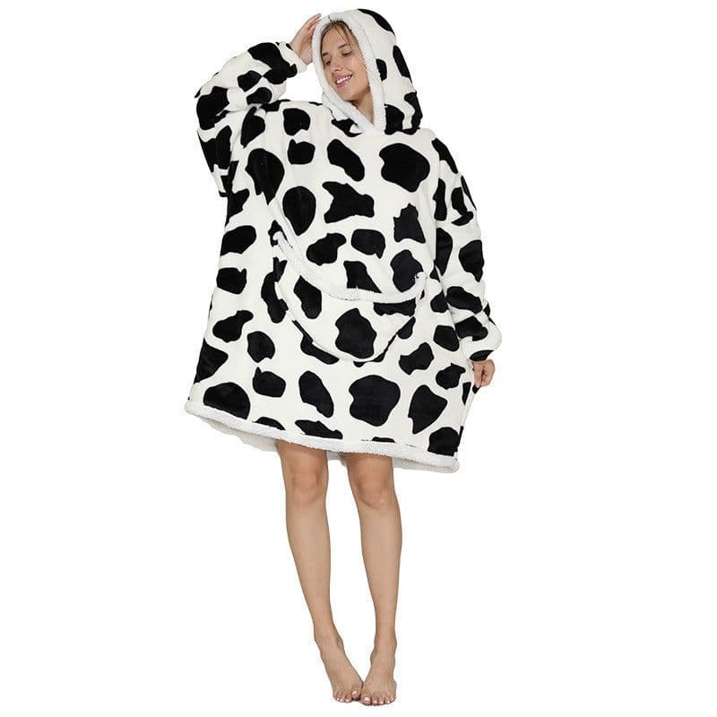 image-Men's Women's Tie-Dye Flannel Nightgown Pullover Blanket