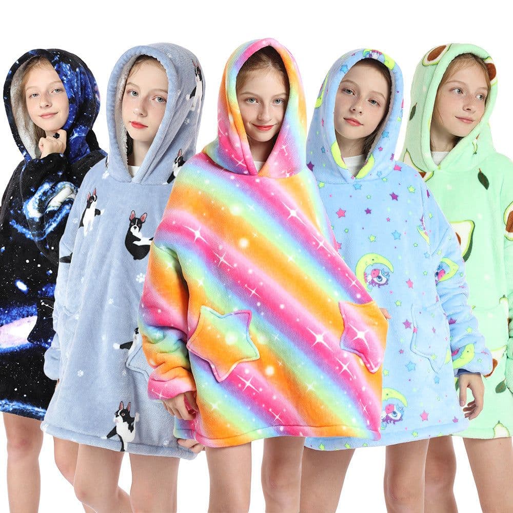 image-TV Blanket Hoodie Wearable Blanket Sweatshirt for Kids and Adults