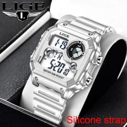image-LIGE 8921 Men's Multifunctional Sports Watch Silicone Band
