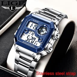 image-LIGE 8921 Men's Multifunctional Sports Watch Silicone Band