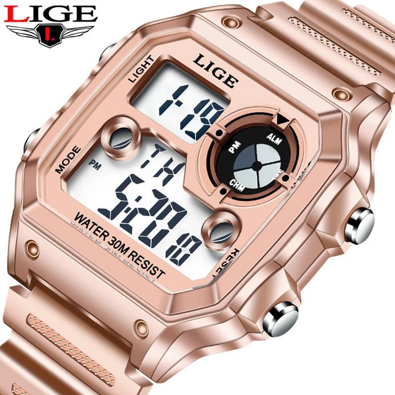 image-LIGE 8921 Men's Multifunctional Sports Watch Silicone Band