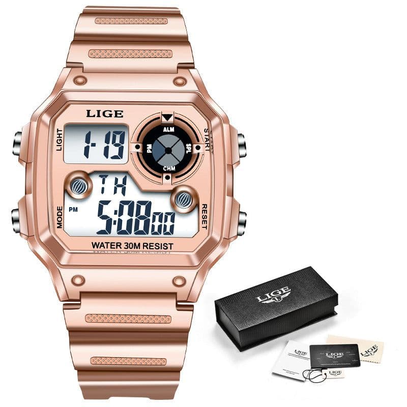 image-LIGE 8921 Men's Multifunctional Sports Watch Silicone Band