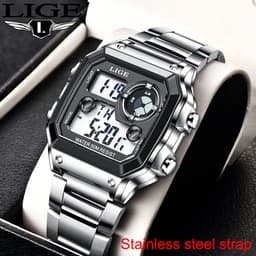 image-LIGE 8921 Men's Multifunctional Sports Watch Silicone Band