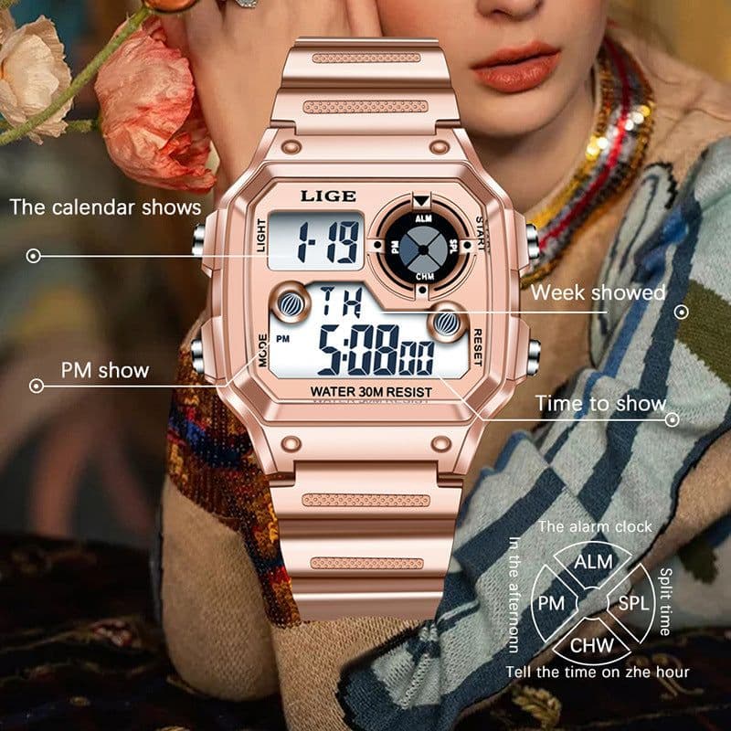 image-LIGE 8921 Men's Multifunctional Sports Watch Silicone Band