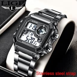 image-LIGE 8921 Men's Multifunctional Sports Watch Silicone Band
