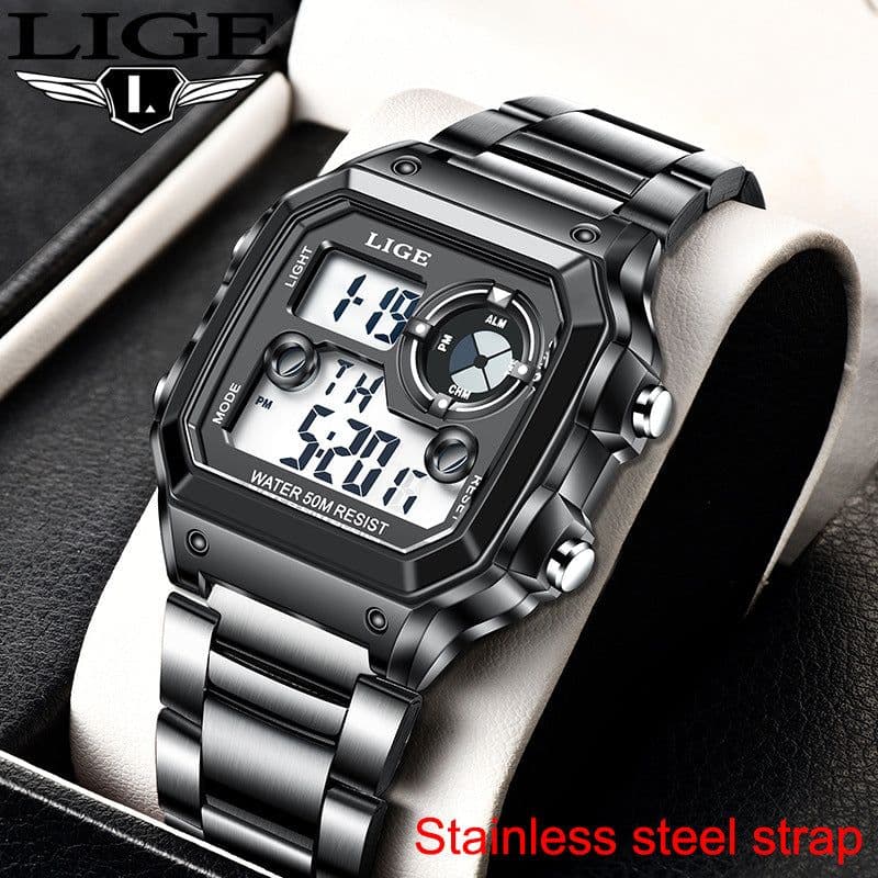 image-LIGE 8921 Men's Multifunctional Sports Watch Silicone Band