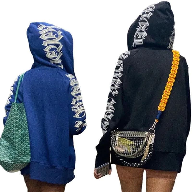 image-Women's Letter Print Hooded Sweater Cardigan Long Sleeve