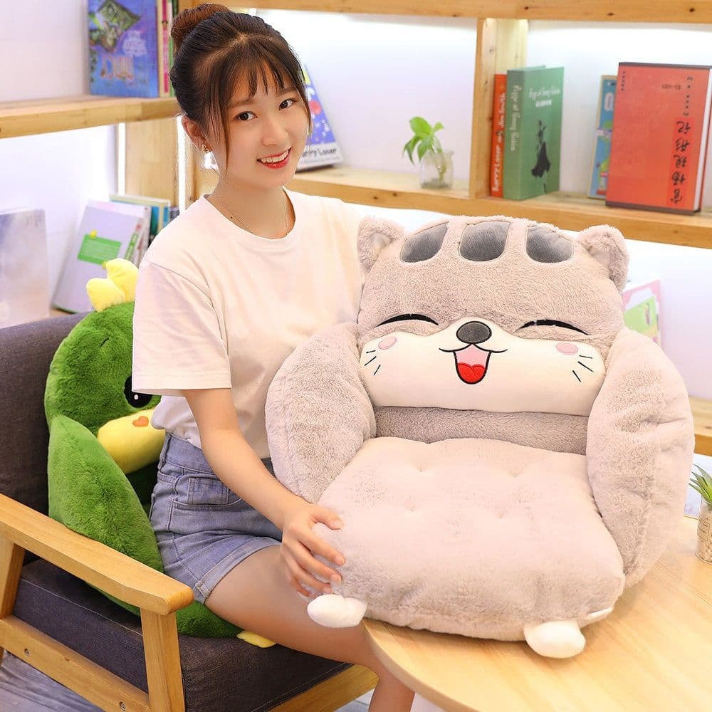 image-Cartoon Cat Plush Cushion Pillow 55x40cm Office Home Seat