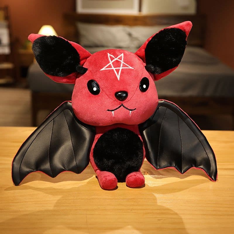 image-Devil Bat Plush Toy Pink Short Plush PP Cotton Filled Doll
