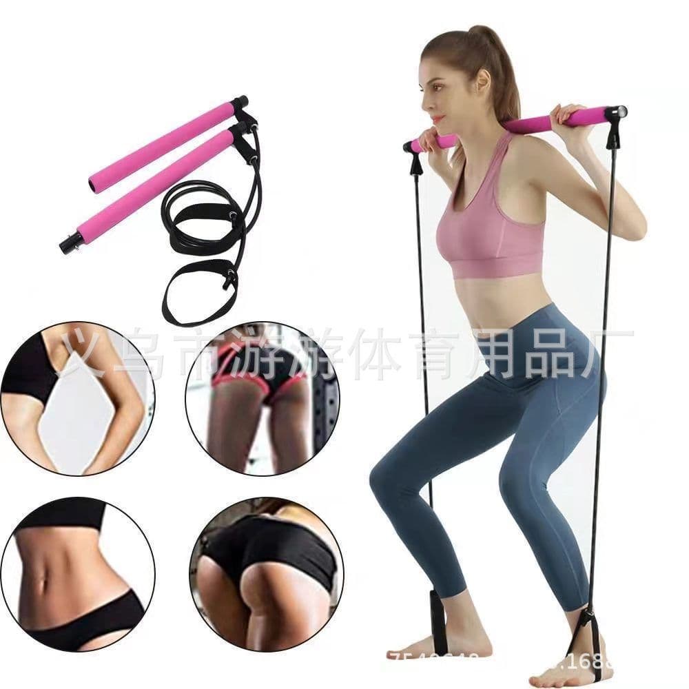 image-Pilates Stick with Resistance Bands Home Fitness Equipment