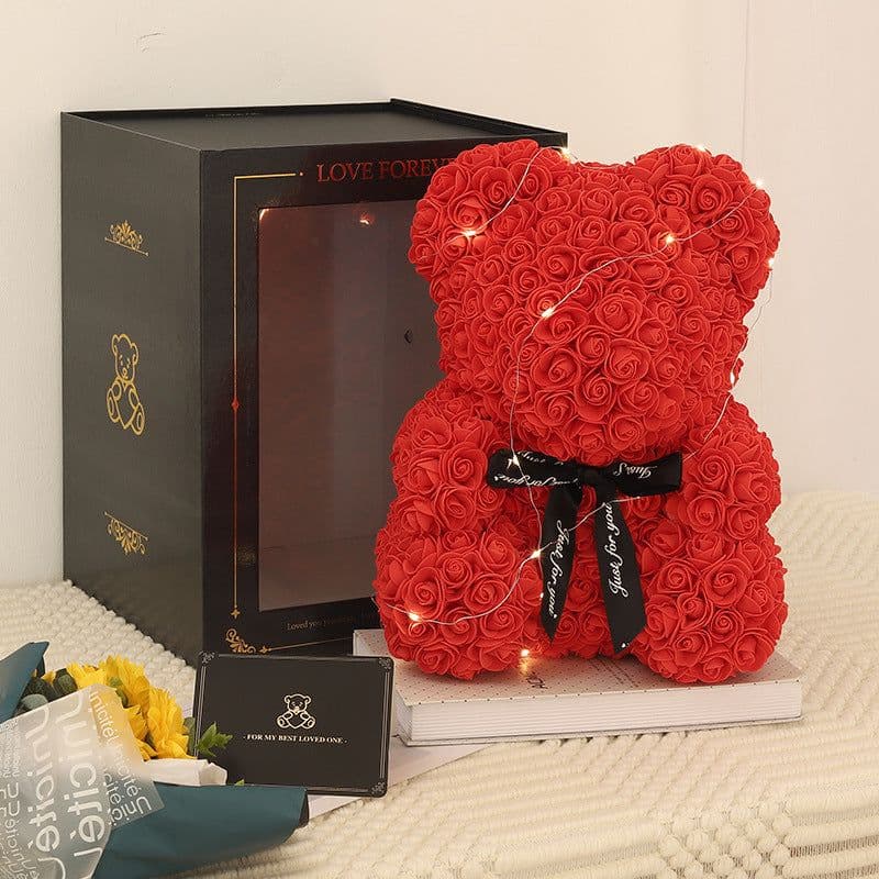image-Rose Bear 40cm Panda with Heart Gift Box
