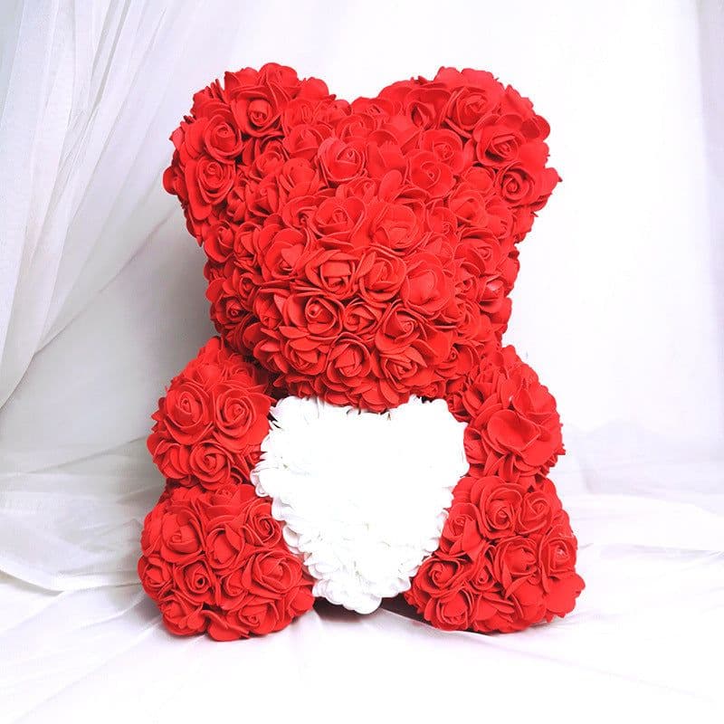 image-Rose Bear 40cm Panda with Heart Gift Box