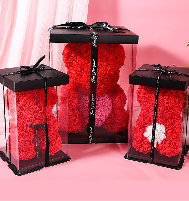 image-Rose Bear 40cm Panda with Heart Gift Box
