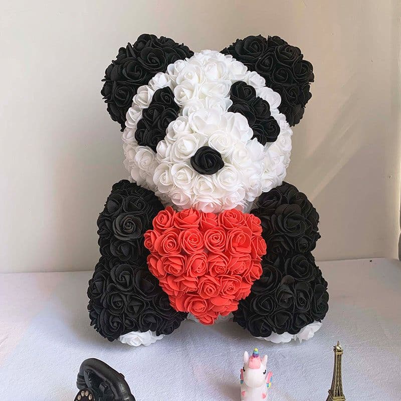 image-Rose Bear 40cm Panda with Heart Gift Box
