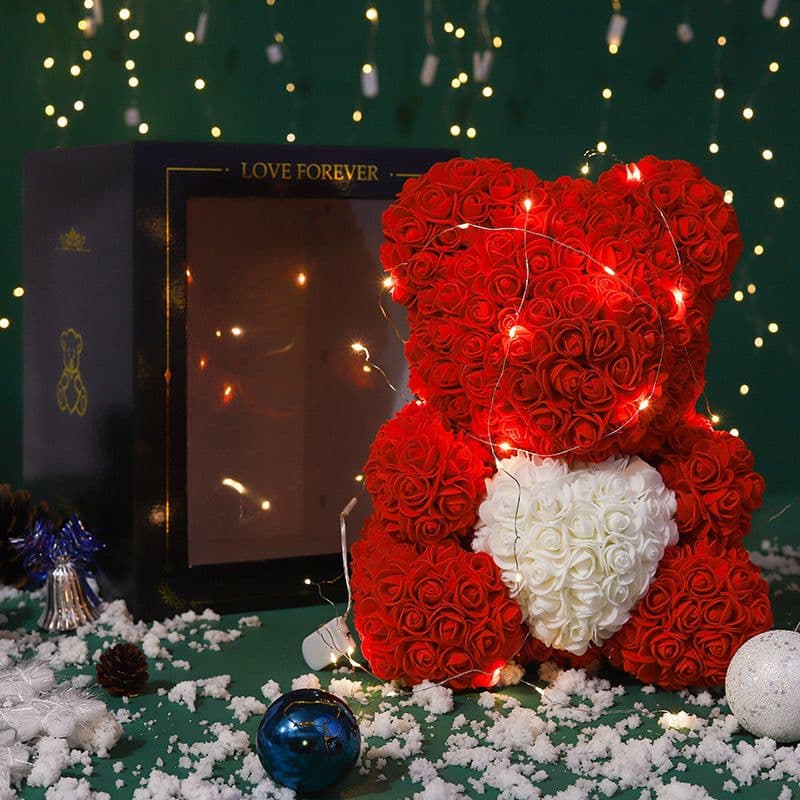 image-Rose Bear 40cm Panda with Heart Gift Box