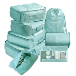 image-Travel Storage Bag Set 8-Piece Korean Style Pink Stripes